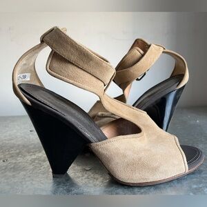 Rare Vintage Proenza Schouler Suede Sandals with Sculptural Heel